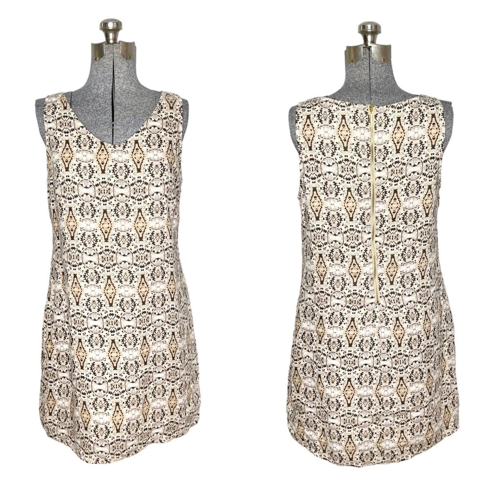Cynthia Rowley 100% Linen Geometric Ikat Sleeveless Sheath Dress